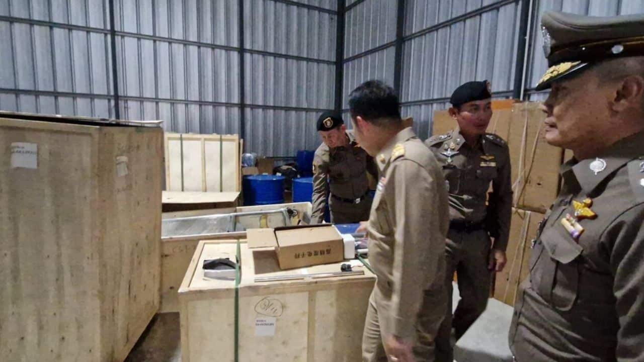 Police raided a luxury villa in Chon Buri and detained two Chinese suspects after uncovering a drug lab linked to Pod K chemicals.