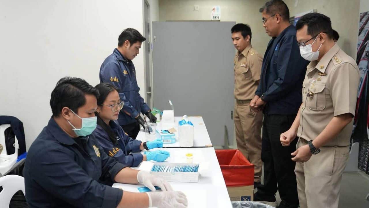 Two railway workers tested positive for drugs during random Railway drug test checks at a Bangkok train terminal.