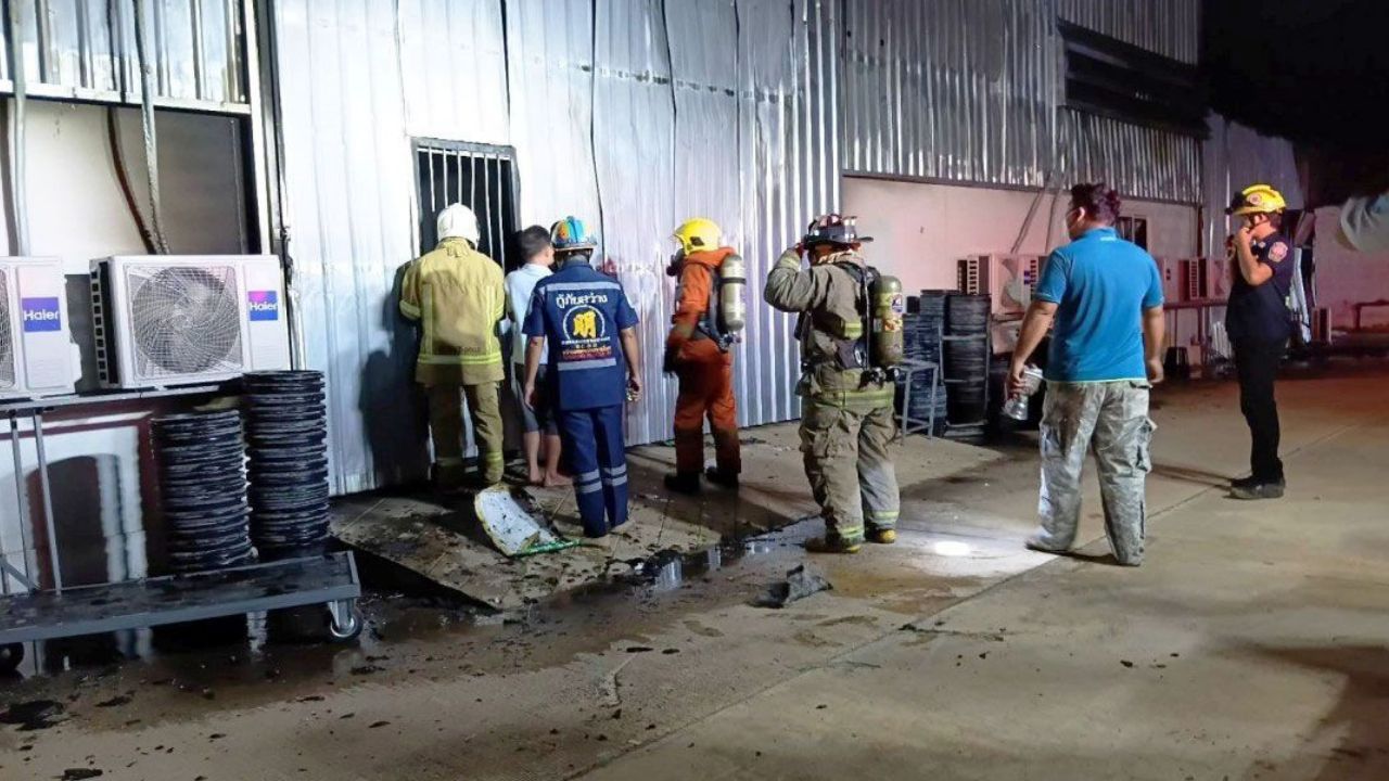 A fire at a cannabis drying factory in Korat caused millions of baht in damage after a machine caught fire early on May 27.