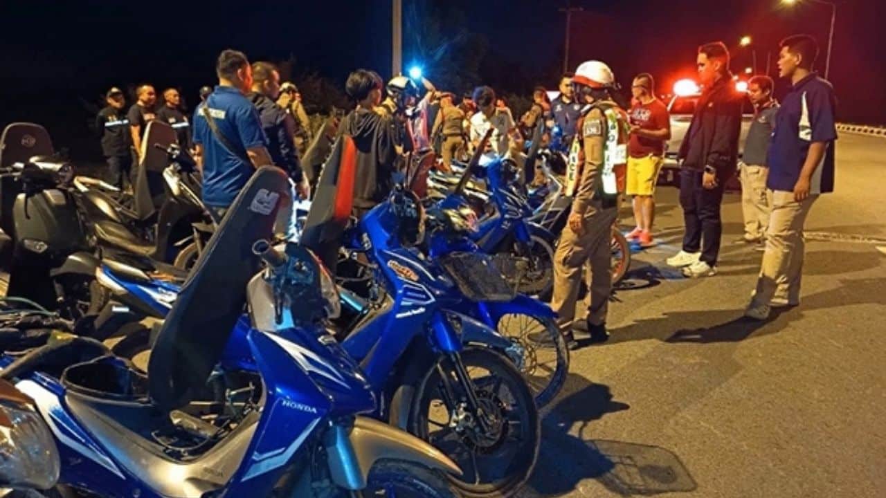 A street racing raid in Roi Et detained 51 youths and seized 38 modified motorcycles after residents complained about noisy bikes.