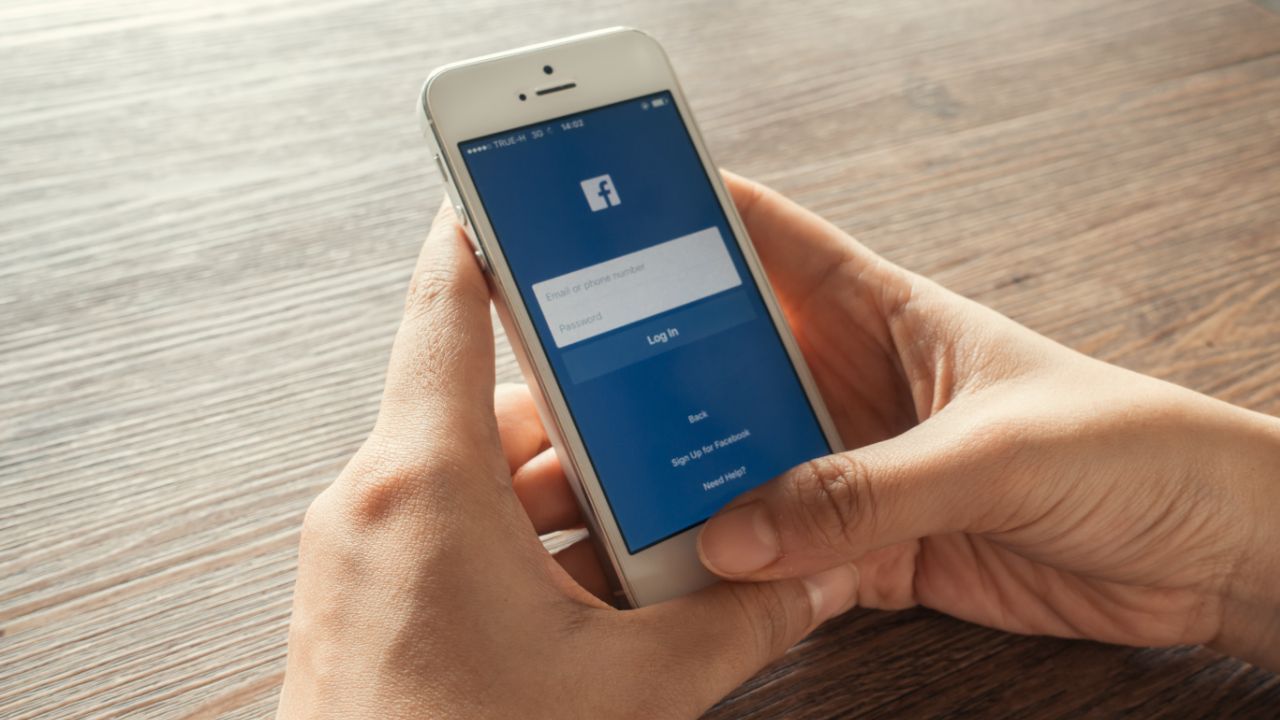 Facebook on phone stock image