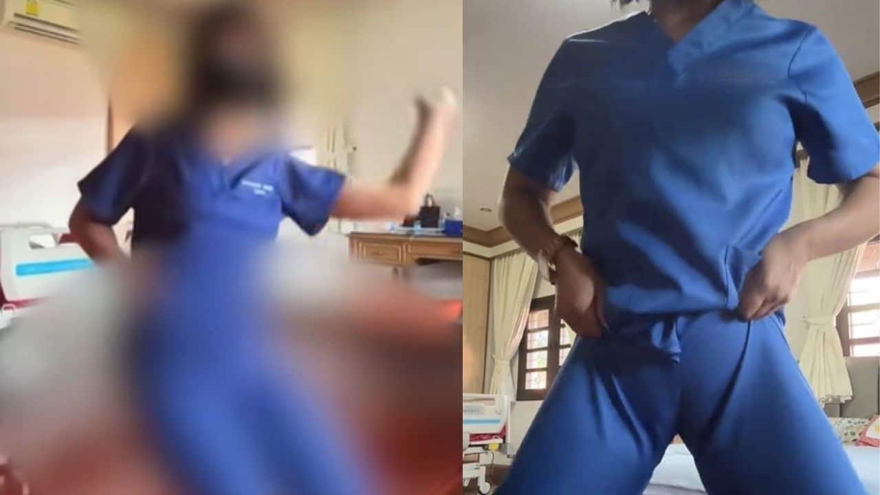 Dancing while caring bedridden patient