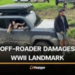 Thai woman punished after her off-road vehicle damages WWII landmark | Thaiger