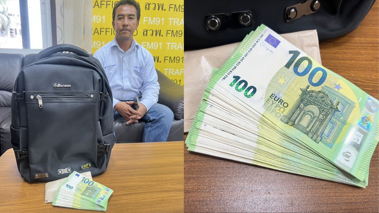 A Thai taxi driver returned over 300,000 baht in cash to two Sri Lankan tourists after finding their forgotten bag in Bangkok.
